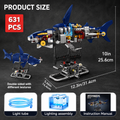 Mechanical Shark Building Block Set with LED Lights – 631 Pieces