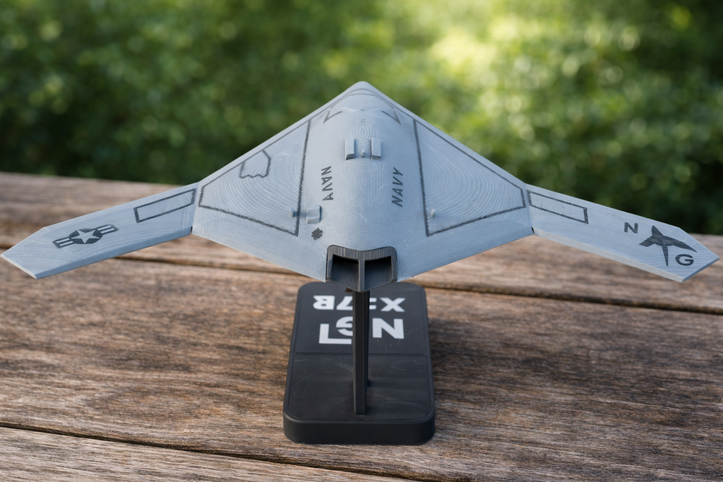 NG-X-47B UCAS 3D Printed Display Model – Stealth Drone Desk Decor Aircraft Stand
