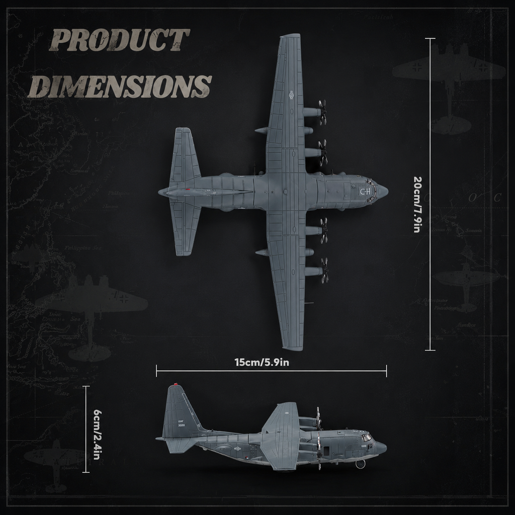 Lockheed AC-130 Gunship Die-Cast Aircraft Model – 1/200 Scale Military Display Plane
