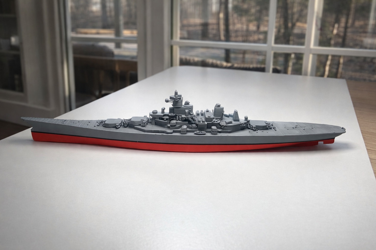 USS Missouri Battleship 3D Printed Display Model – WWII Naval Warship Desk Decor