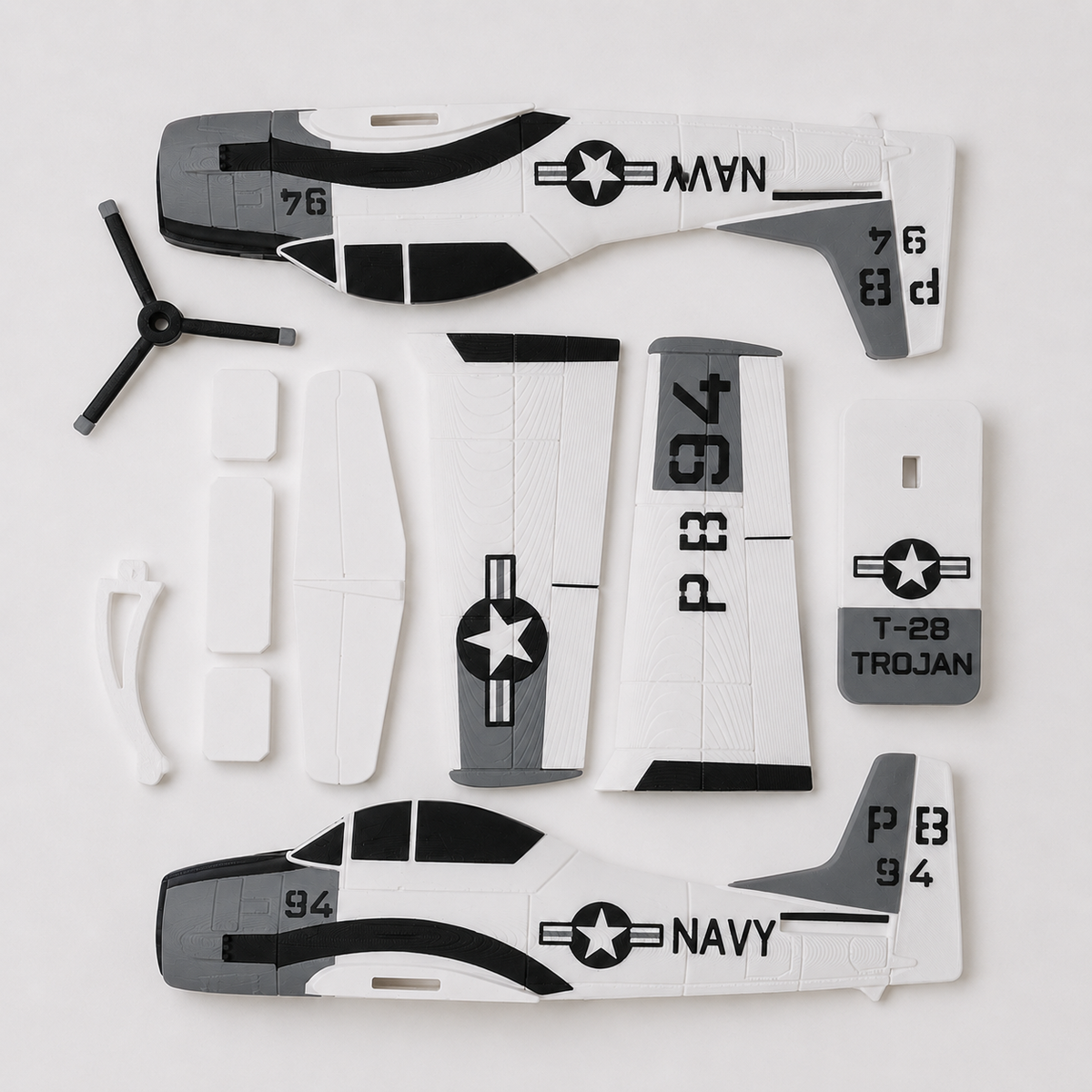 T-28 Trojan Navy Kit Card 3D Printed Aircraft Model Kit | Snap Fit Desk Display | DIY Plane Gift