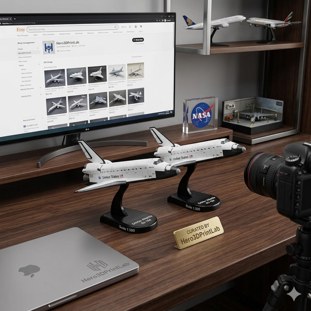 Stamp Space Shuttle Atlantis Die-Cast Spacecraft Model – 1/300 Scale NASA Orbiter Display