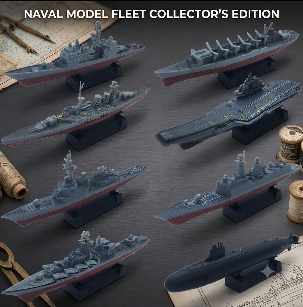 8-Piece Military Warship 3D Puzzle Model Kit Set – Battleships, Carrier & Submarine