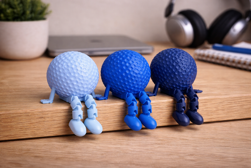 Funny Golf Ball Buddy Desk Decor | 3D Printed Golf Ball Figure with Dangly Legs