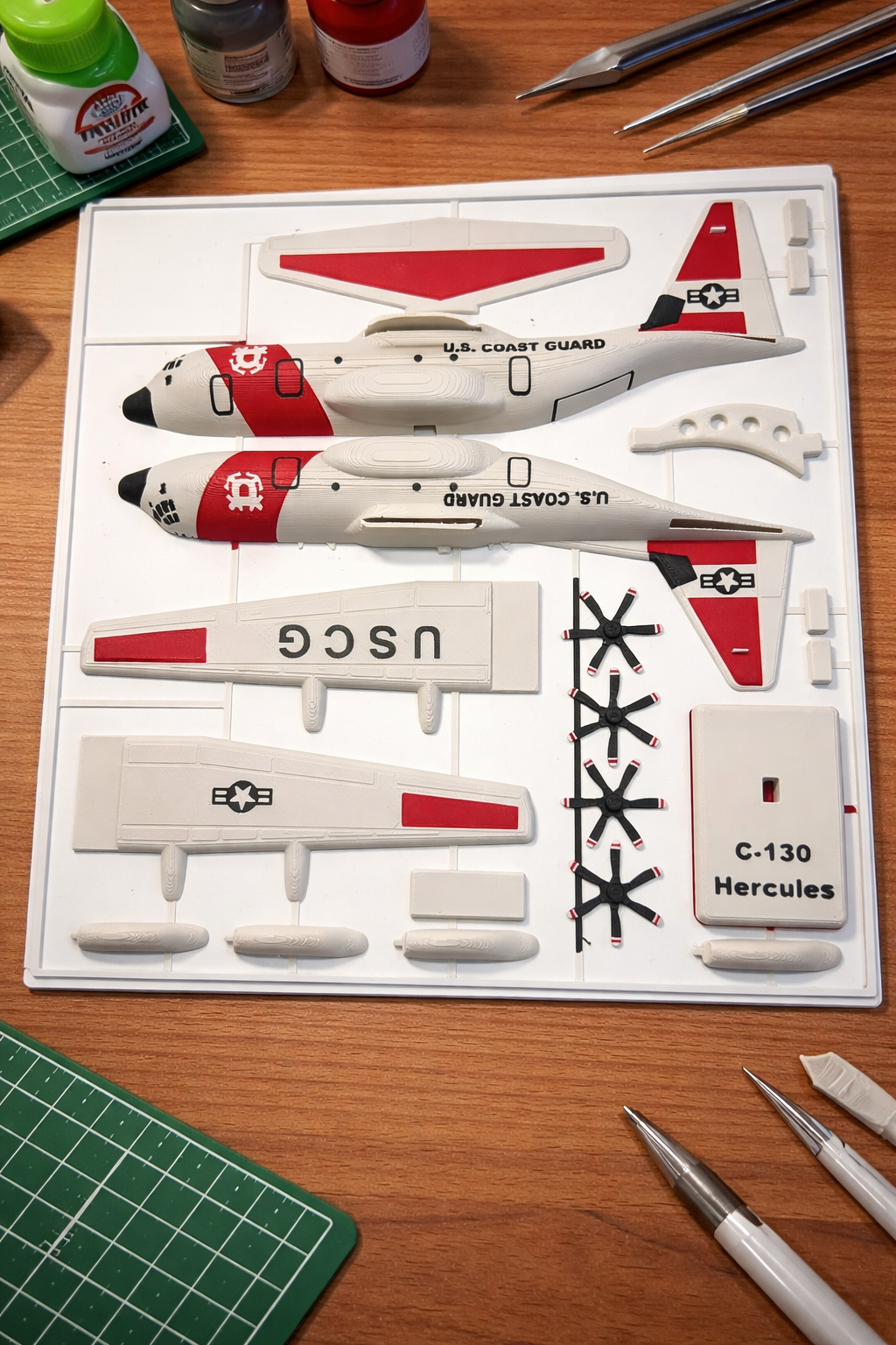 HC-130 Hercules 3D Printed Aircraft Model Kit – U.S. Coast Guard Rescue Plane
