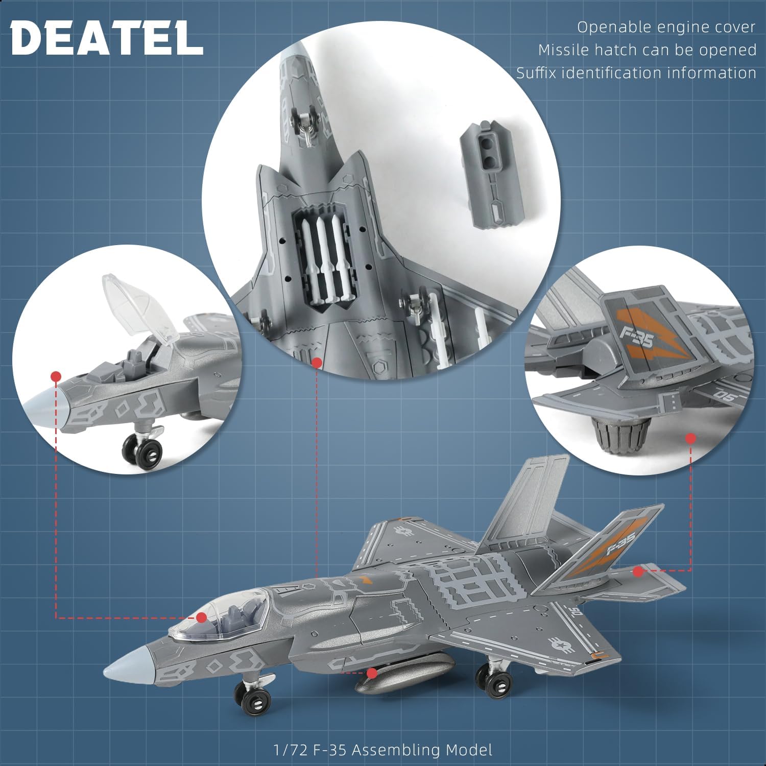 1:72 Scale F-35 Fighter Jet Quick Build Model Kit – 27 Piece Aircraft Build