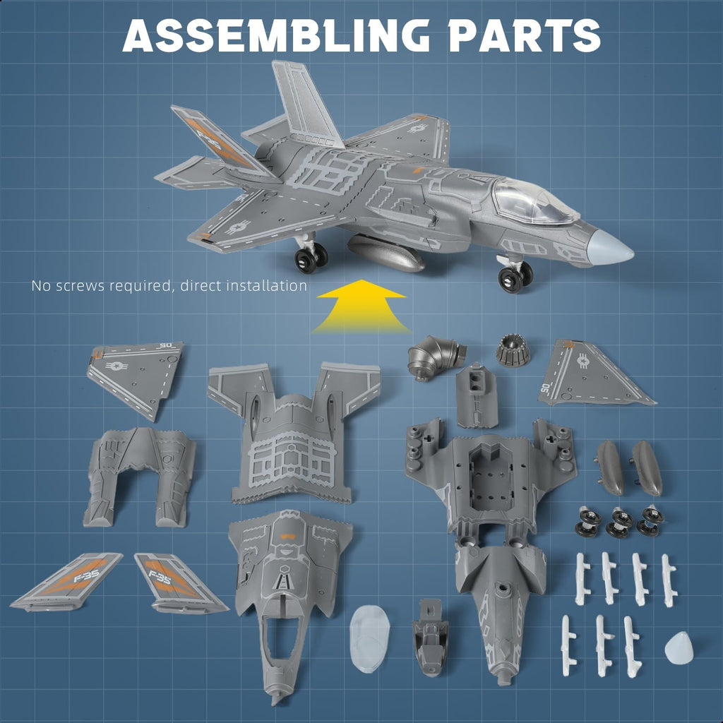 1:72 Scale F-35 Fighter Jet Quick Build Model Kit – 27 Piece Aircraft Build
