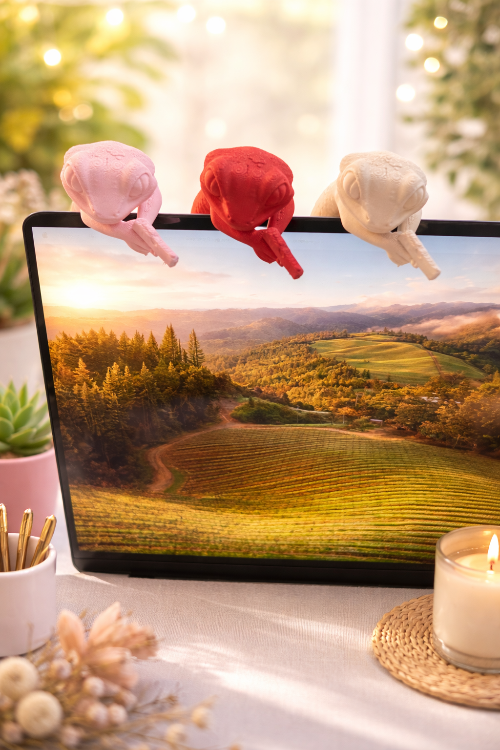 Monitor Buddy Chameleon Desk Decor Monitor Buddy Chameleon – 3D Printed Office Desk Decor – Cute Computer Monitor Companion – Workspace Buddy – Gamer Desk Accessory