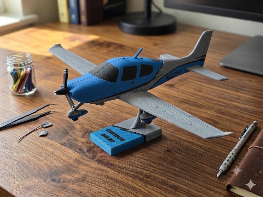 3D Printed Cirrus SR22 Model Kit DIY Aircraft Build Display
