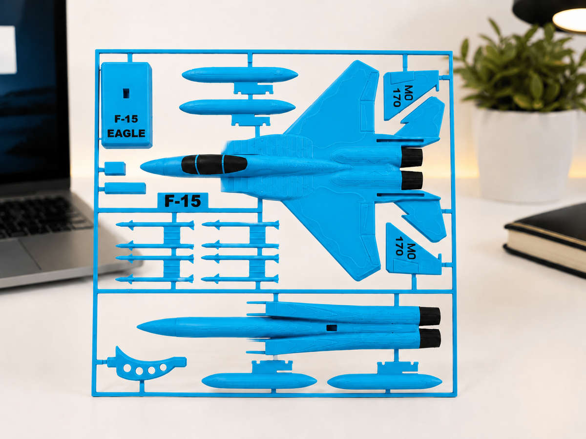 F-15 Eagle 3D Printed Aircraft Model Kit – White & Gray Fighter Jet Edition