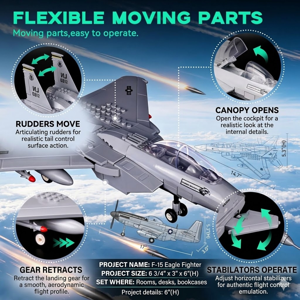 F-15 Eagle Fighter Aircraft Building Set – 223 Piece Model Kit