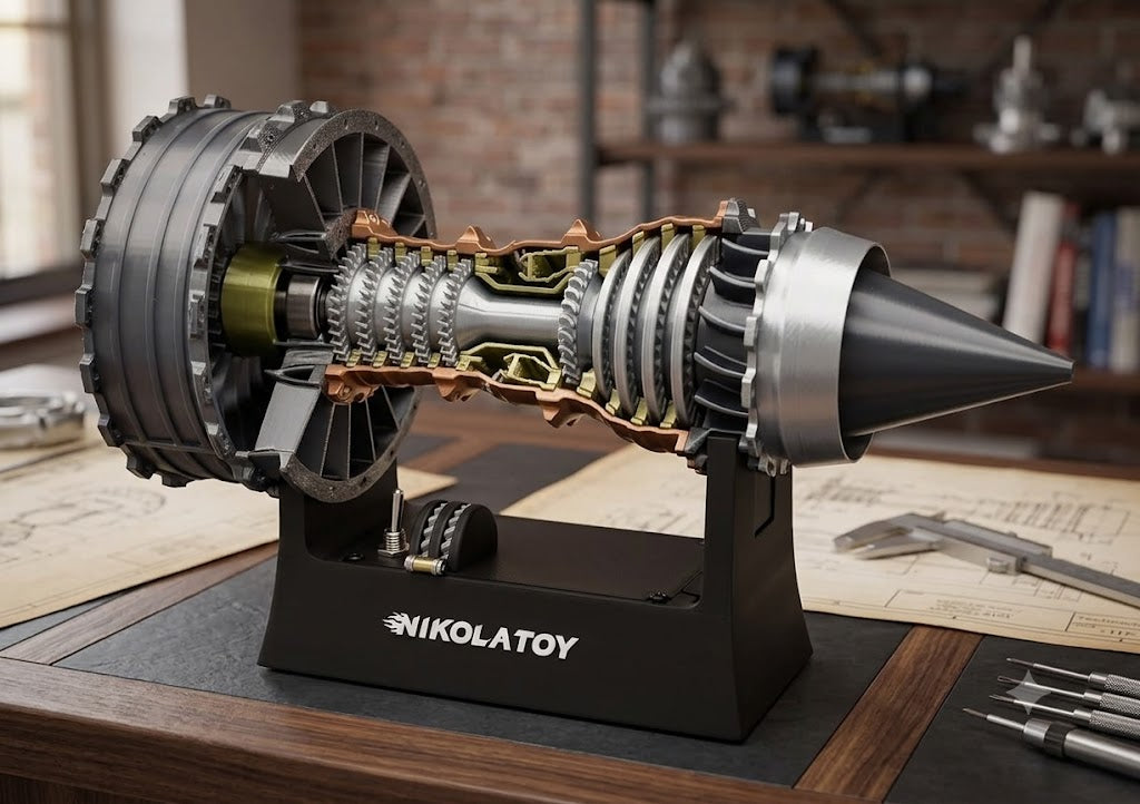 Jet Engine Desk Fan USB Wireless Charger LED Turbofan Desktop Office Gadget Blue