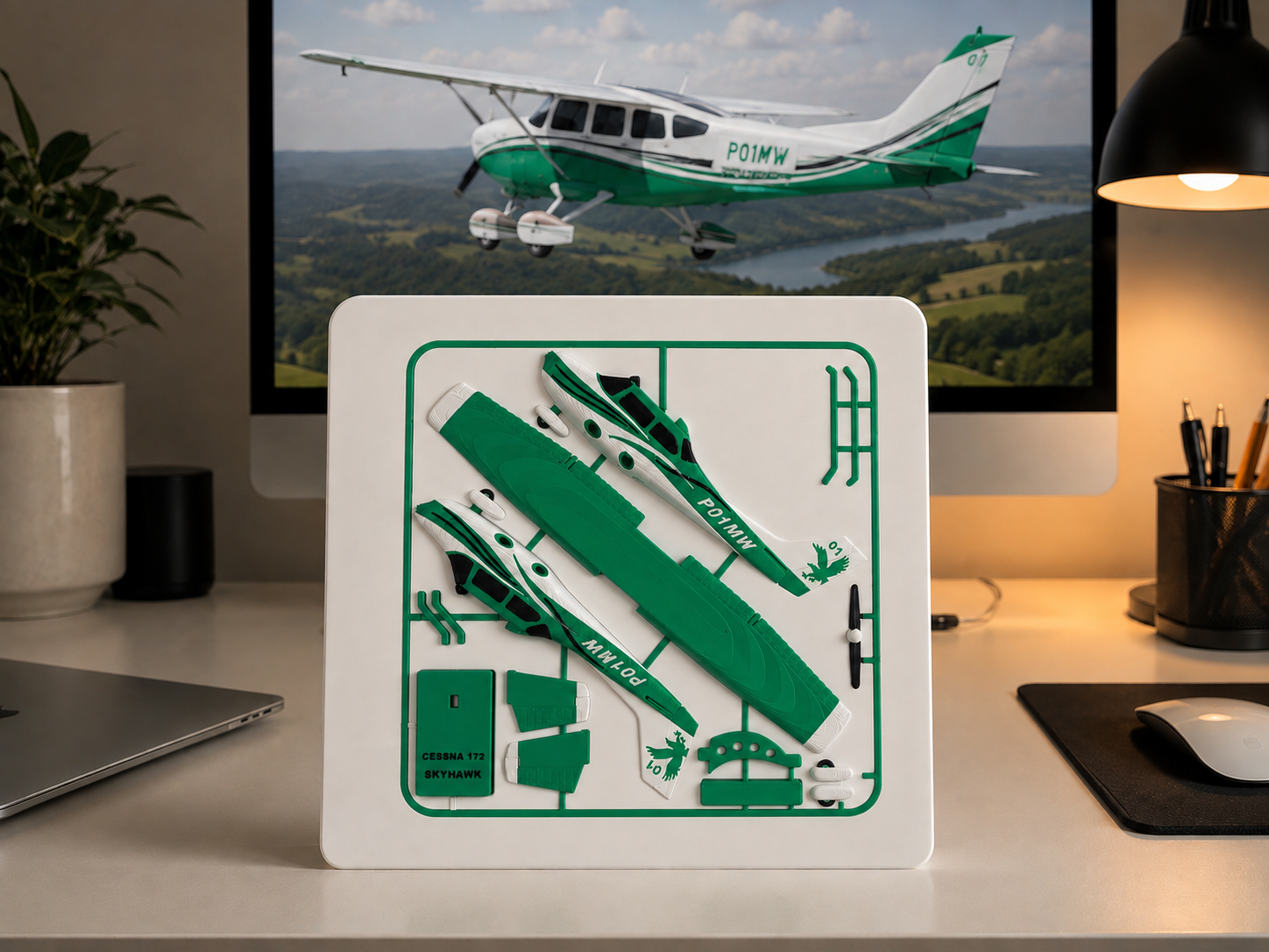 3D Printed Cessna 172 Skyhawk Model Kit Display