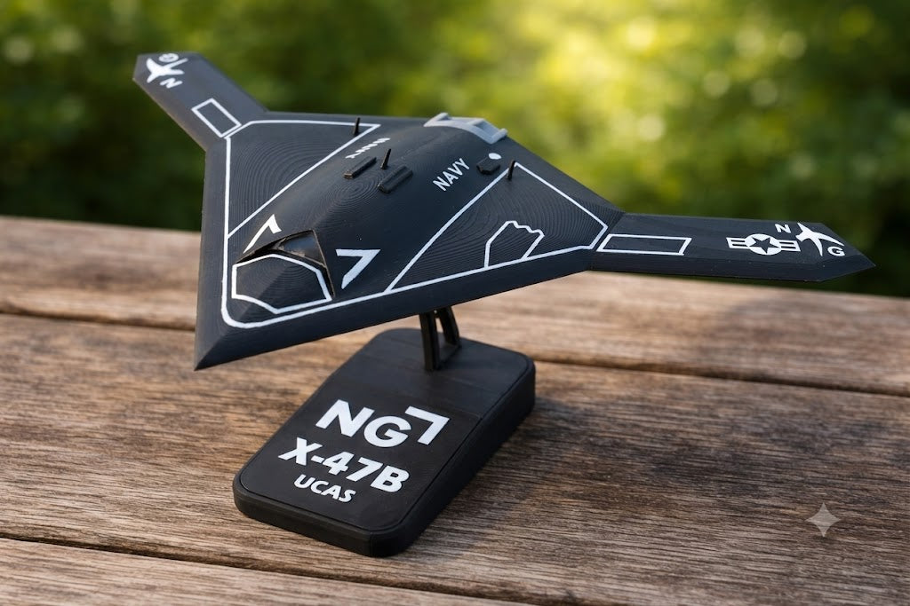 NG-X-47B UCAS 3D Printed Display Model – Stealth Drone Desk Decor Aircraft Stand