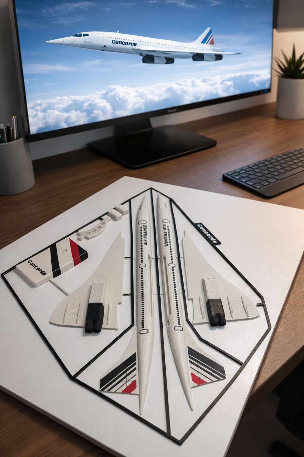 Concorde Supersonic Jet 3D Printed Aircraft Model Kit – Air France Edition