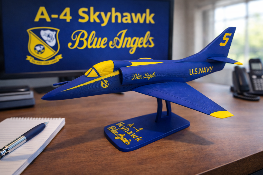 A-4 Skyhawk Blue Angels 3D Printed Aircraft Model – Loose Piece Display Jet Desk Decor