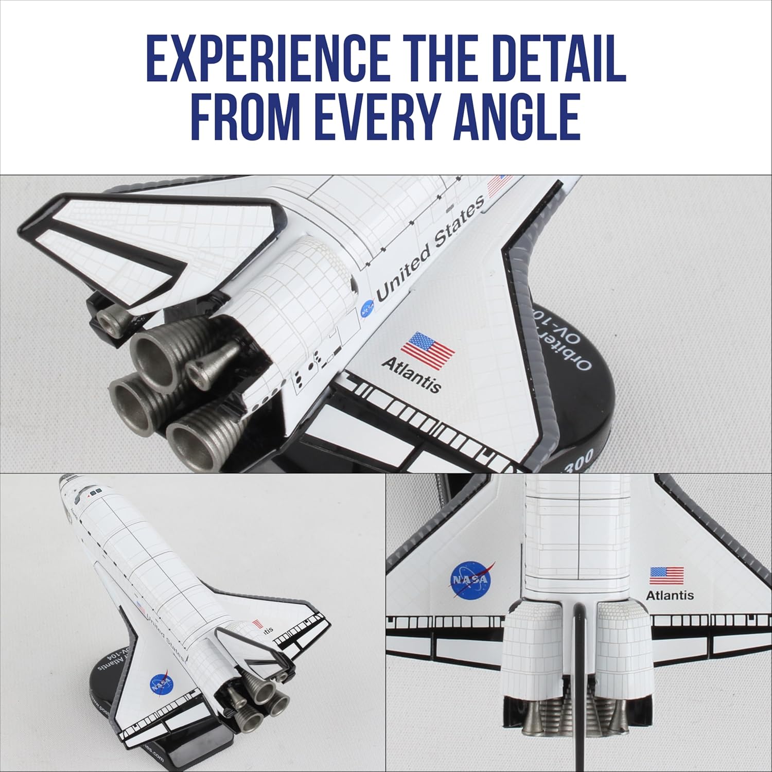 Stamp Space Shuttle Atlantis Die-Cast Spacecraft Model – 1/300 Scale NASA Orbiter Display