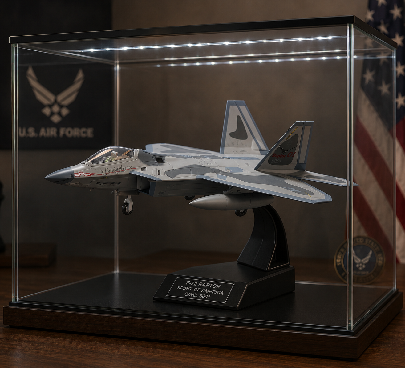 F-22 Raptor Die-Cast Aircraft Model – 1/100 Scale Spirits of America Fighter Jet
