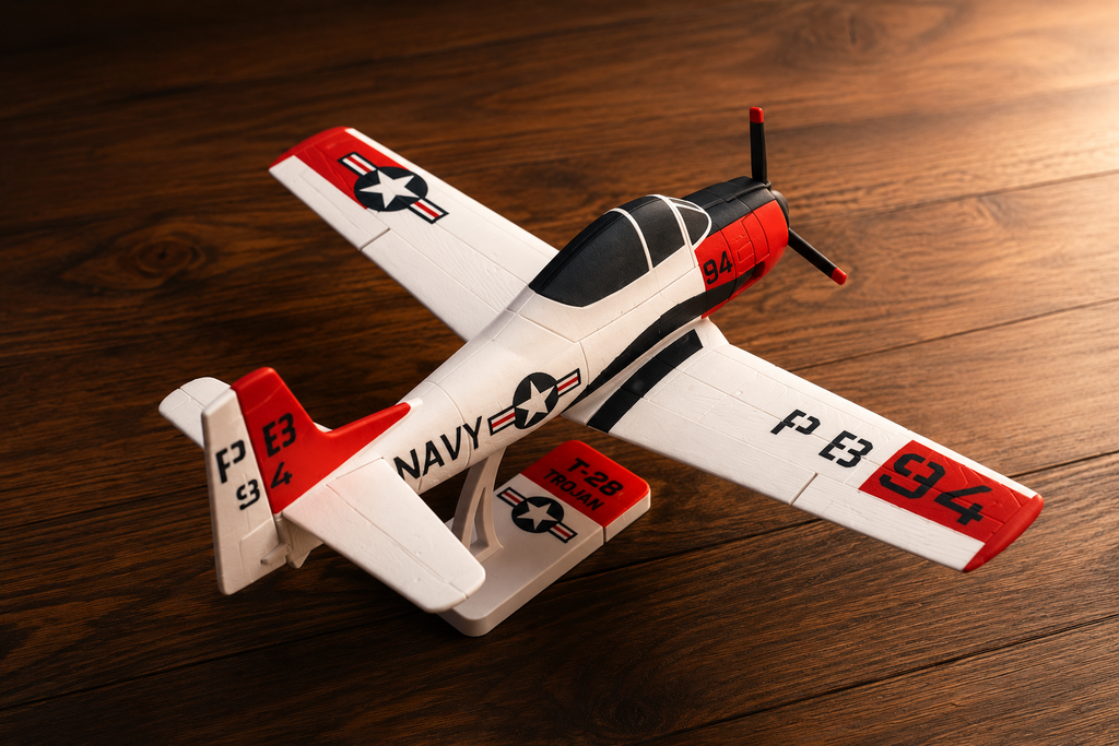 T-28 Trojan Navy Kit Card 3D Printed Aircraft Model Kit | Snap Fit Desk Display | DIY Plane Gift