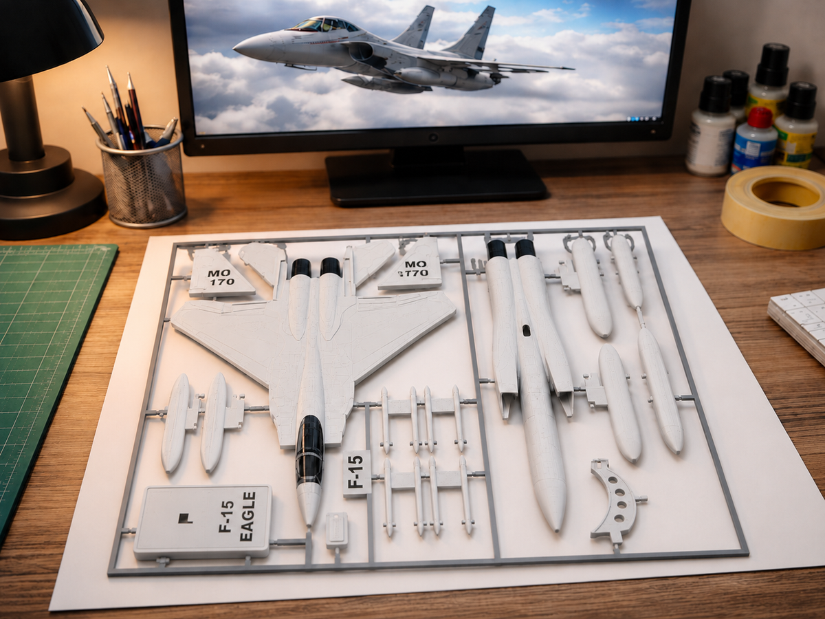 F-15 Eagle 3D Printed Aircraft Model Kit – White & Gray Fighter Jet Edition