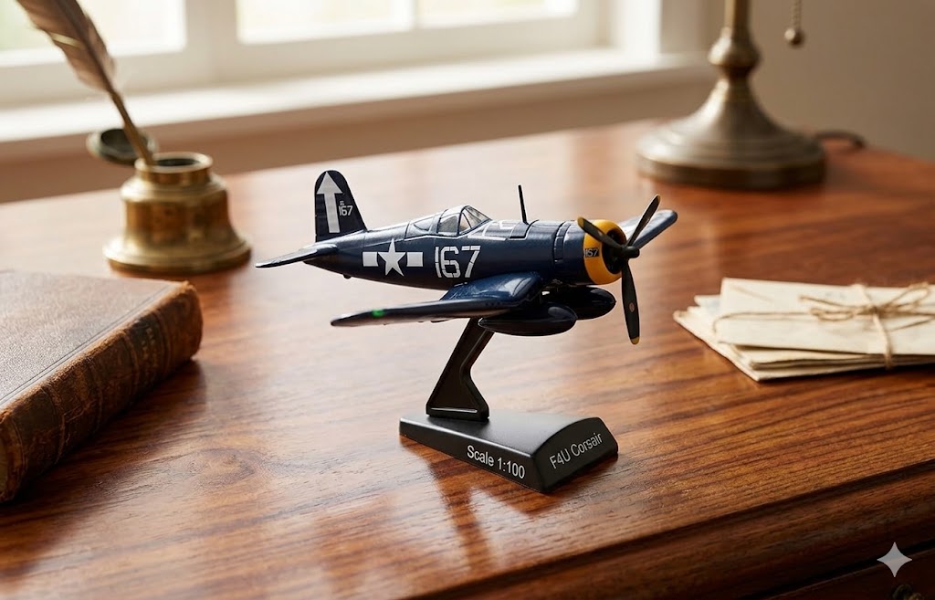 F4U Corsair Die-Cast Aircraft Model – 1/100 Scale WWII Navy Fighter Plane