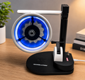 Jet Engine Desk Fan with Wireless Charger – LED Turbofan Desktop Gadget (Blue)