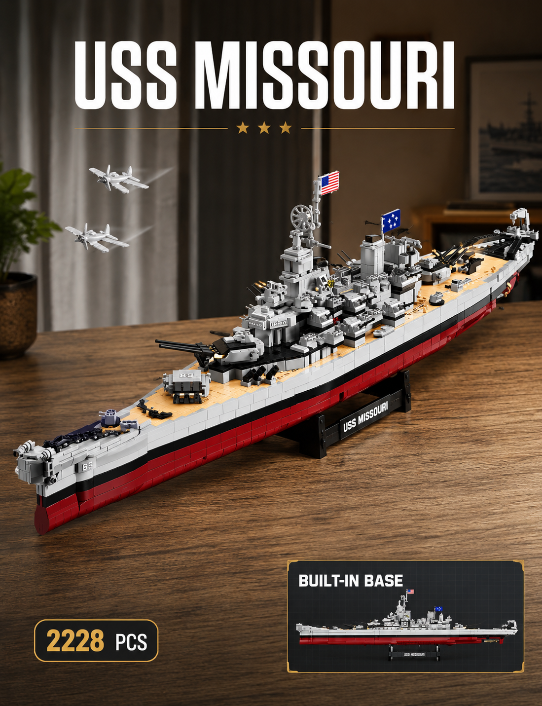 USS Missouri BB-63 Battleship Building Block Set – 2,228 Pieces
