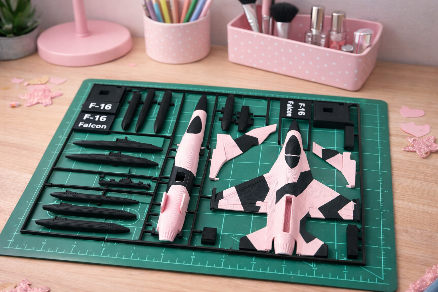 Pink F-16 Fighter Jet 3D Printed Model