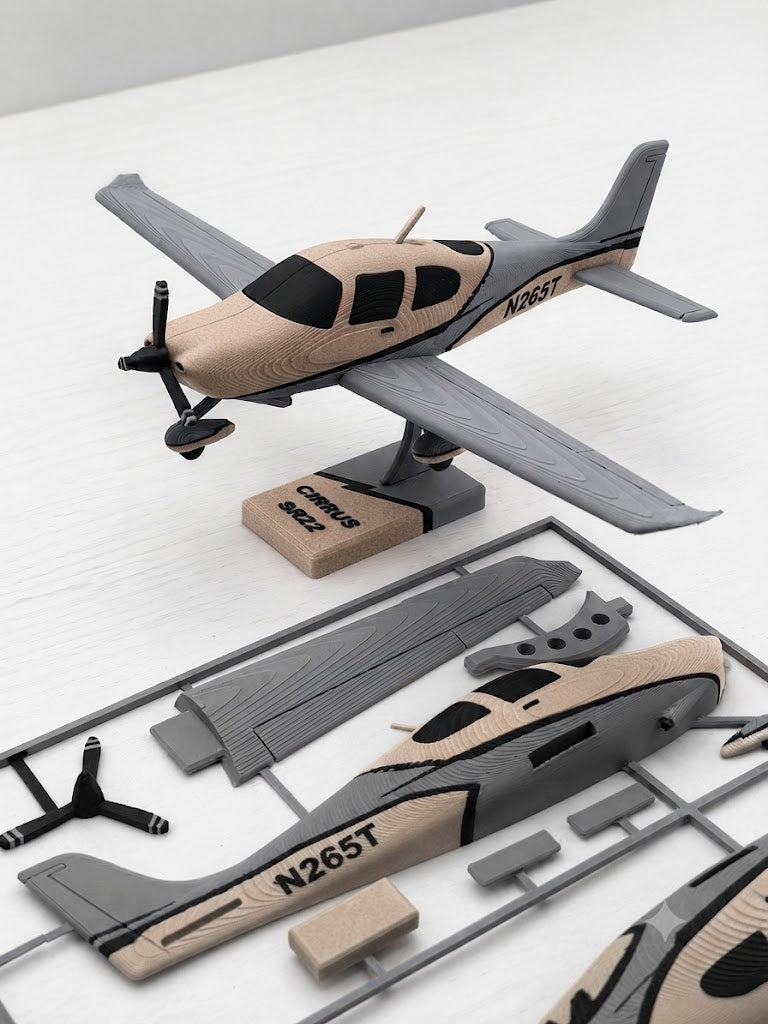3D Printed Cirrus SR22 Model Kit DIY Aircraft Build Display