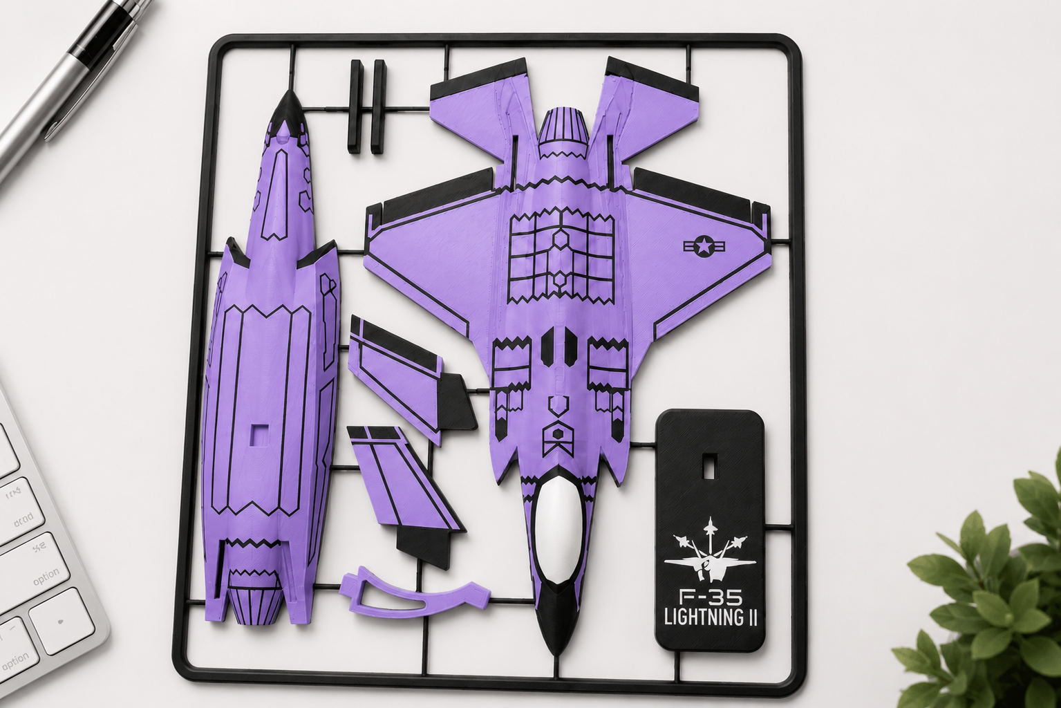 F-35 Lightning II Black 3D Printed Aircraft Model Kit – Stealth Fighter Edition