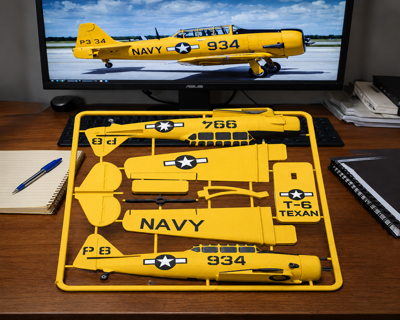 T-6 Texan 3D Printed Aircraft Model Kit – Vintage Navy Trainer Edition
