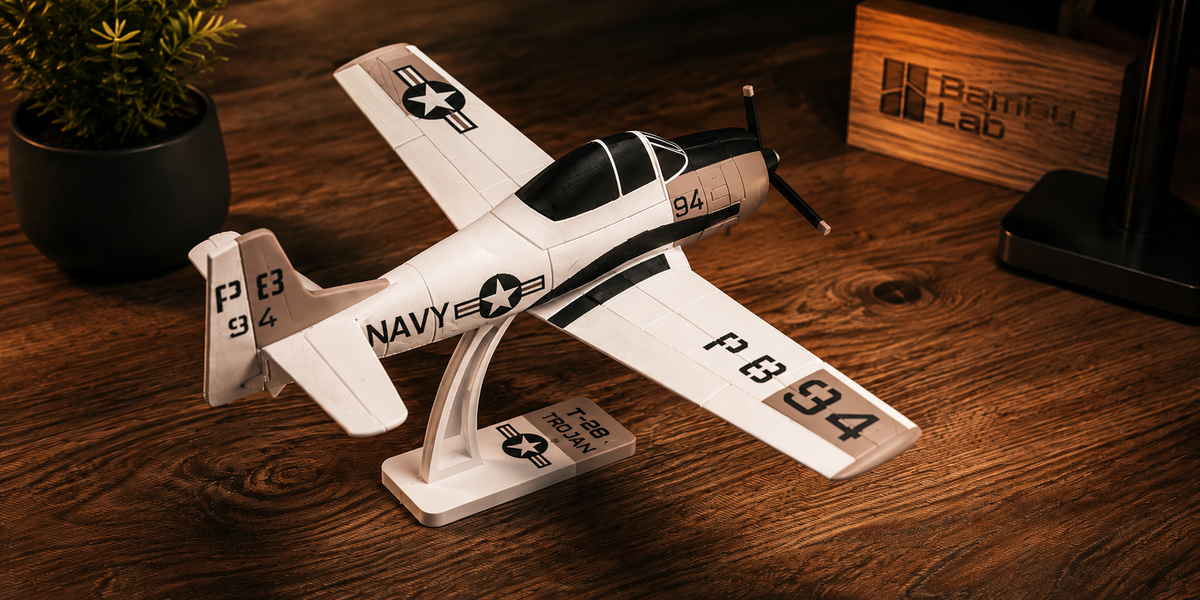 T-28 Trojan Navy Kit Card 3D Printed Aircraft Model Kit | Snap Fit Desk Display | DIY Plane Gift