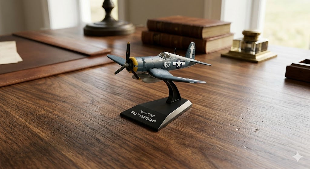F4U Corsair Die-Cast Aircraft Model – 1/100 Scale WWII Navy Fighter Plane