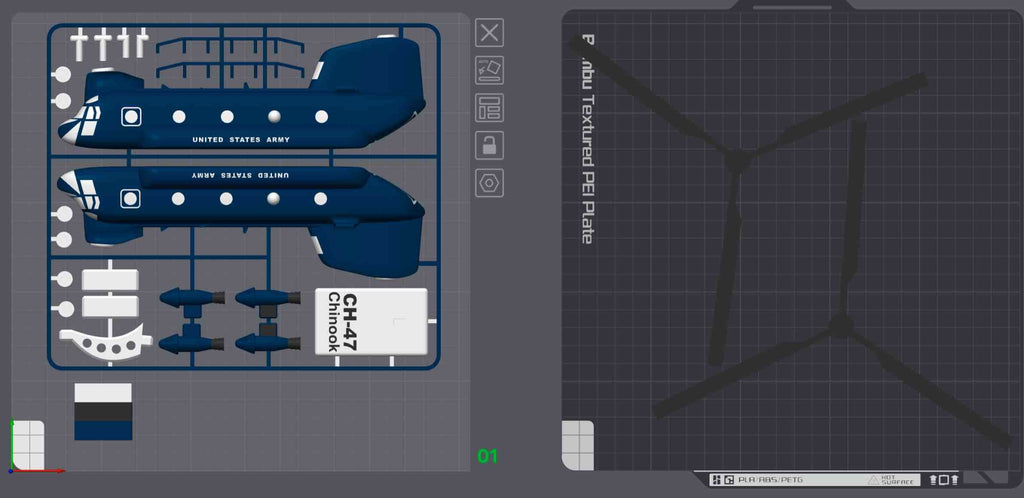 CH-47 Chinook Helicopter Loose Piece Display Model – 3D Printed Military Helicopter