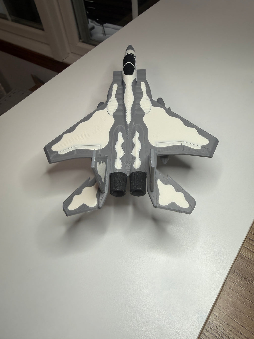 F-15 Eagle 3D Printed Aircraft Model Kit – White & Gray Fighter Jet Edition
