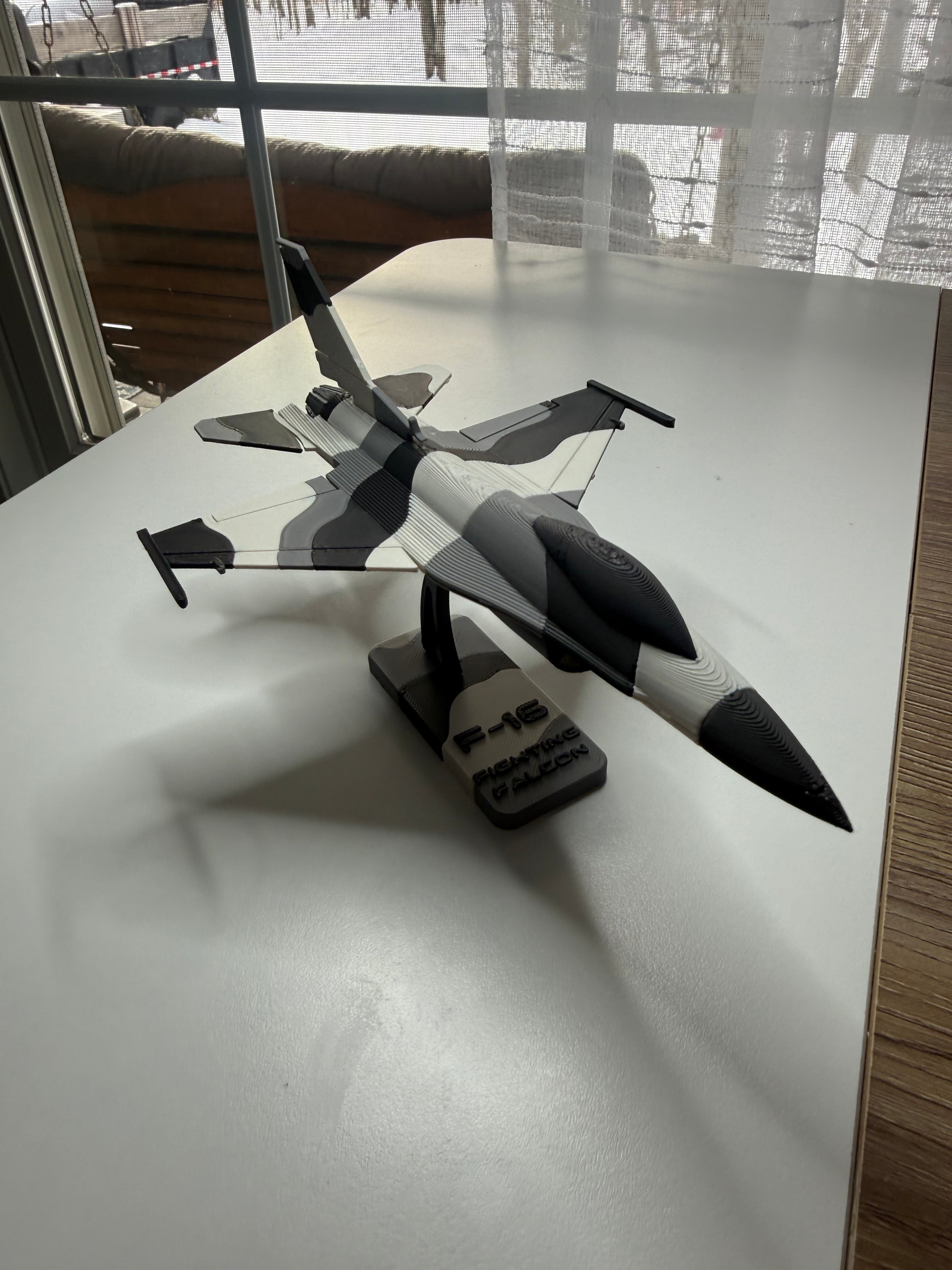 F-16 Fighting Falcon Camo 3D Printed Aircraft Model Kit – Tactical Fighter Jet Edition