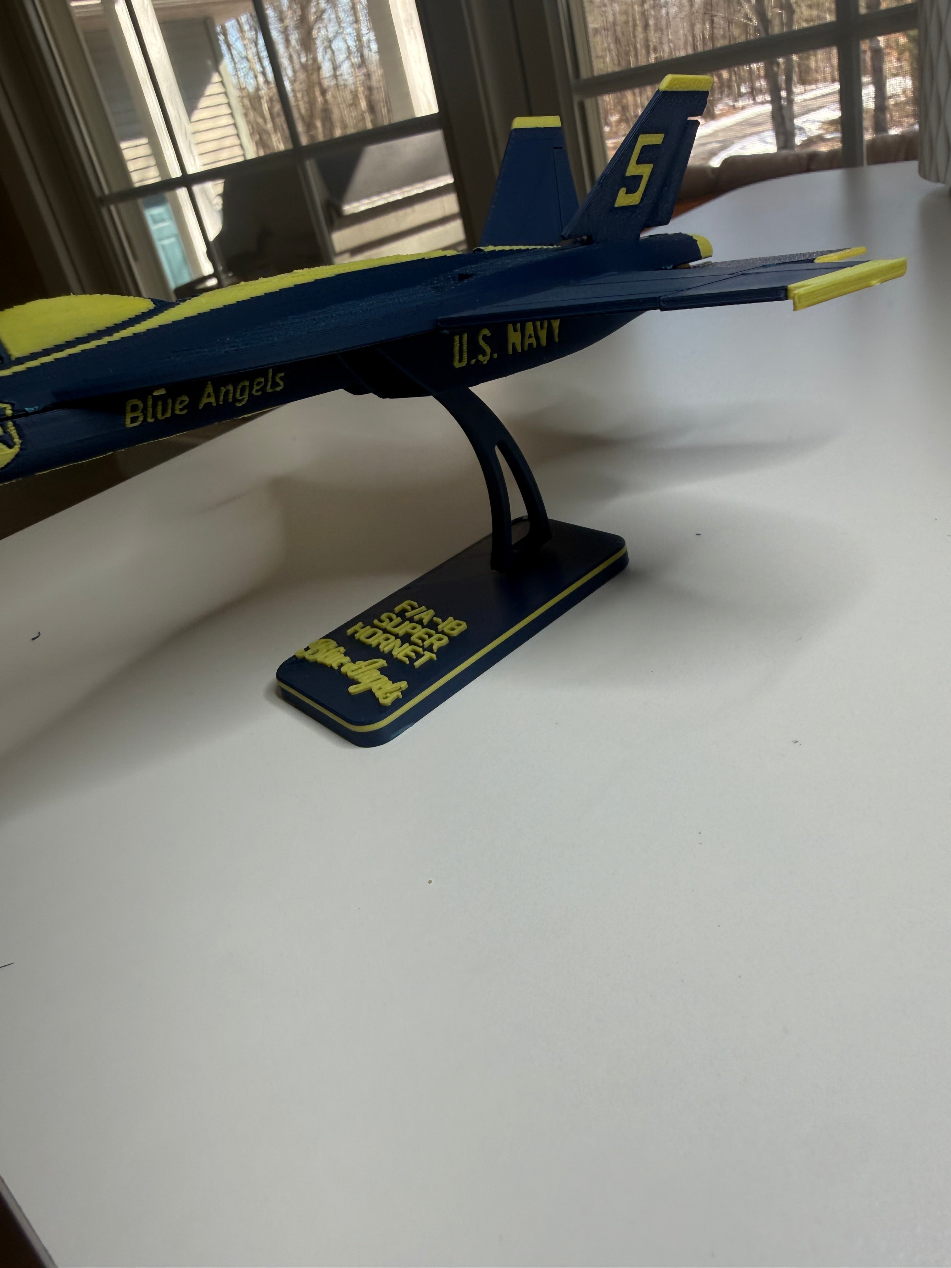 Blue Angels F/A-18 Super Hornet 3D Printed Aircraft Model Kit – Navy Demonstration Jet Edition