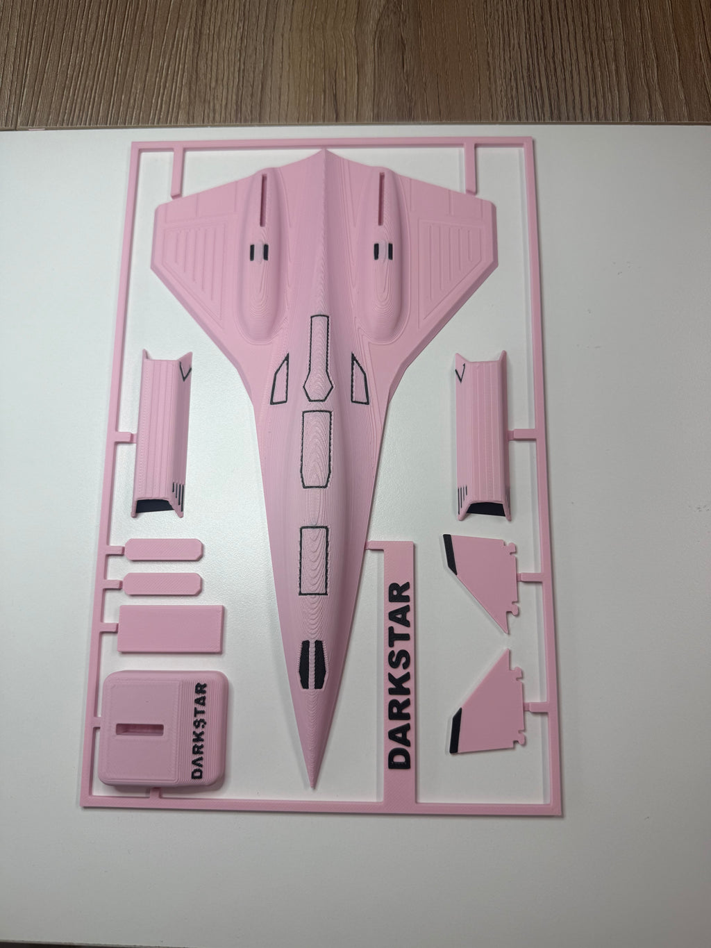 Pink Darkstar SR-72 Model Kit Card – 3D Printed Hypersonic Jet – Cute Pink Aviation Decor – DIY Snap Together Aircraft Model – Desk Display Gift – Future Fighter Jet Model
