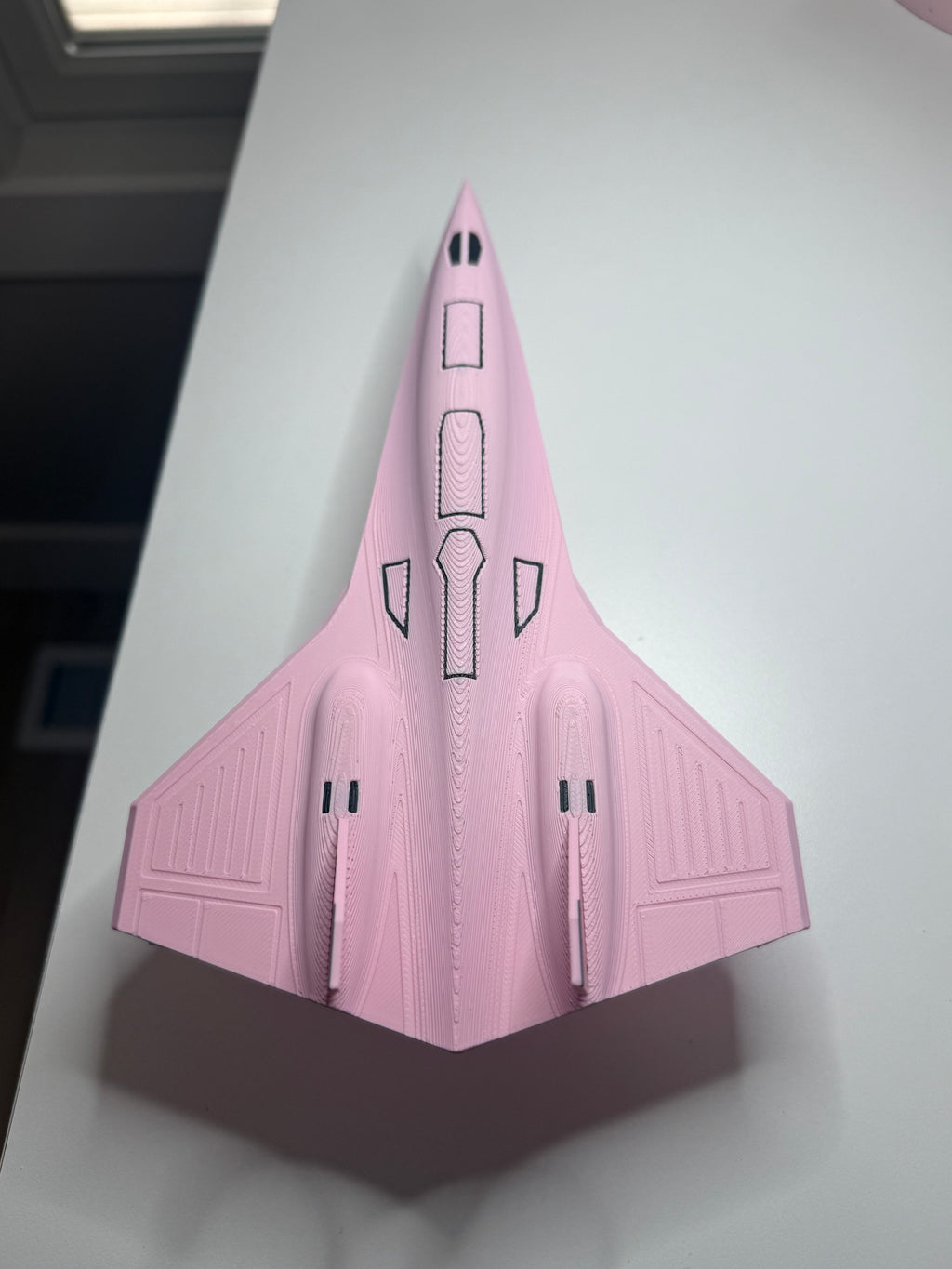 Pink Darkstar SR-72 Model Kit Card – 3D Printed Hypersonic Jet – Cute Pink Aviation Decor – DIY Snap Together Aircraft Model – Desk Display Gift – Future Fighter Jet Model