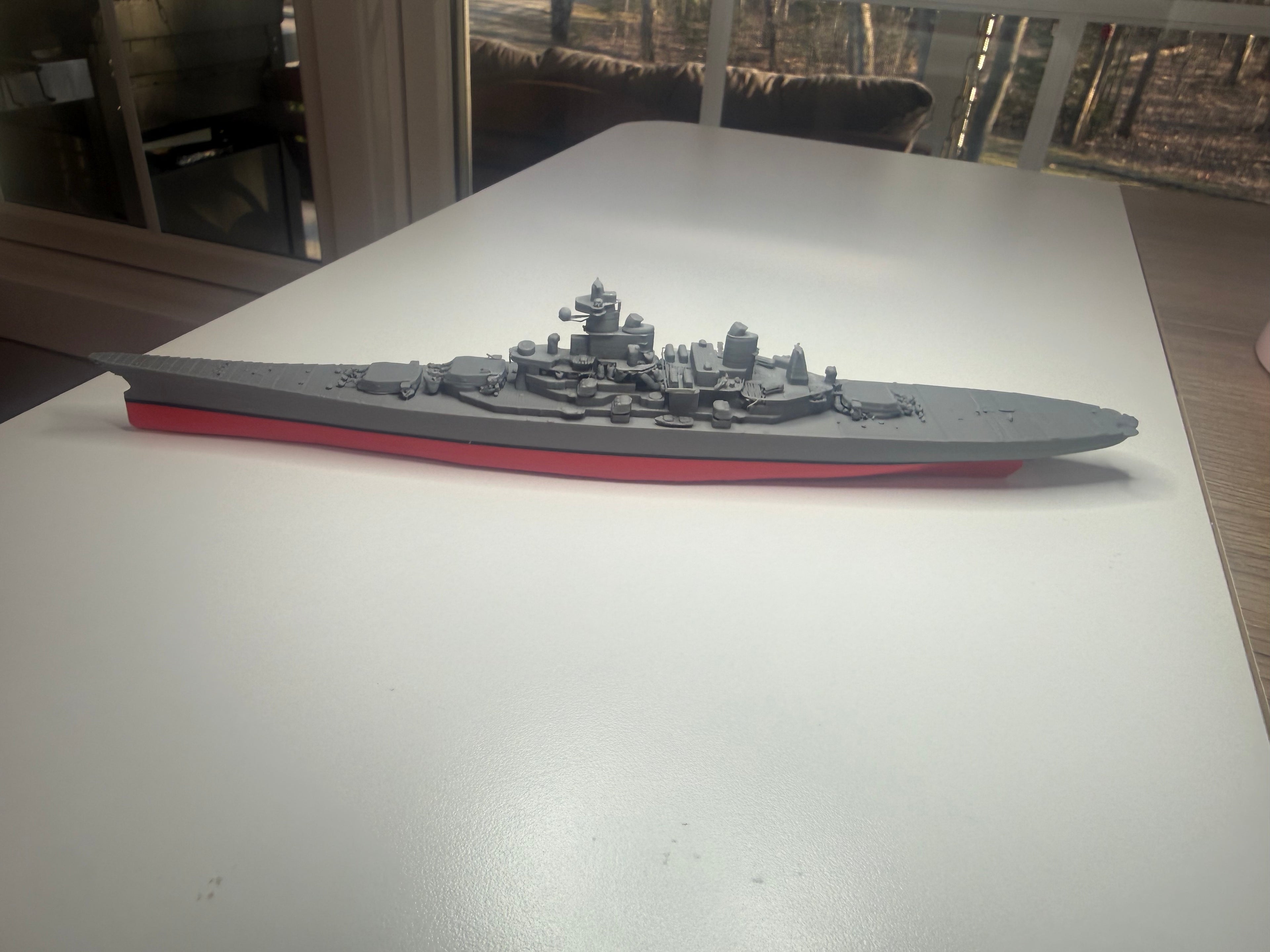 USS Missouri Battleship 3D Printed Display Model – WWII Naval Warship Desk Decor