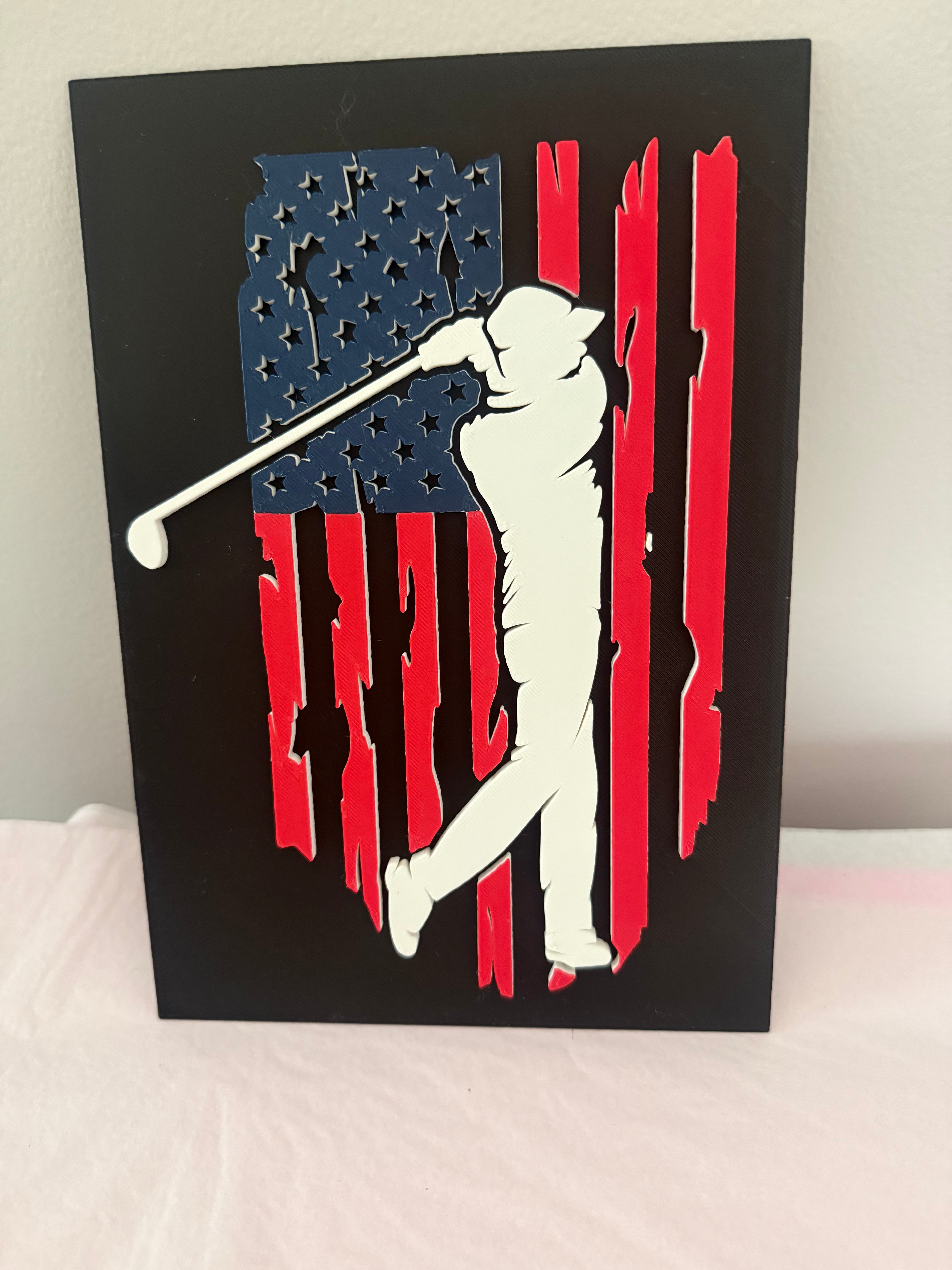 Golf USA Flag Wall Art – 3D Printed Golf Decor