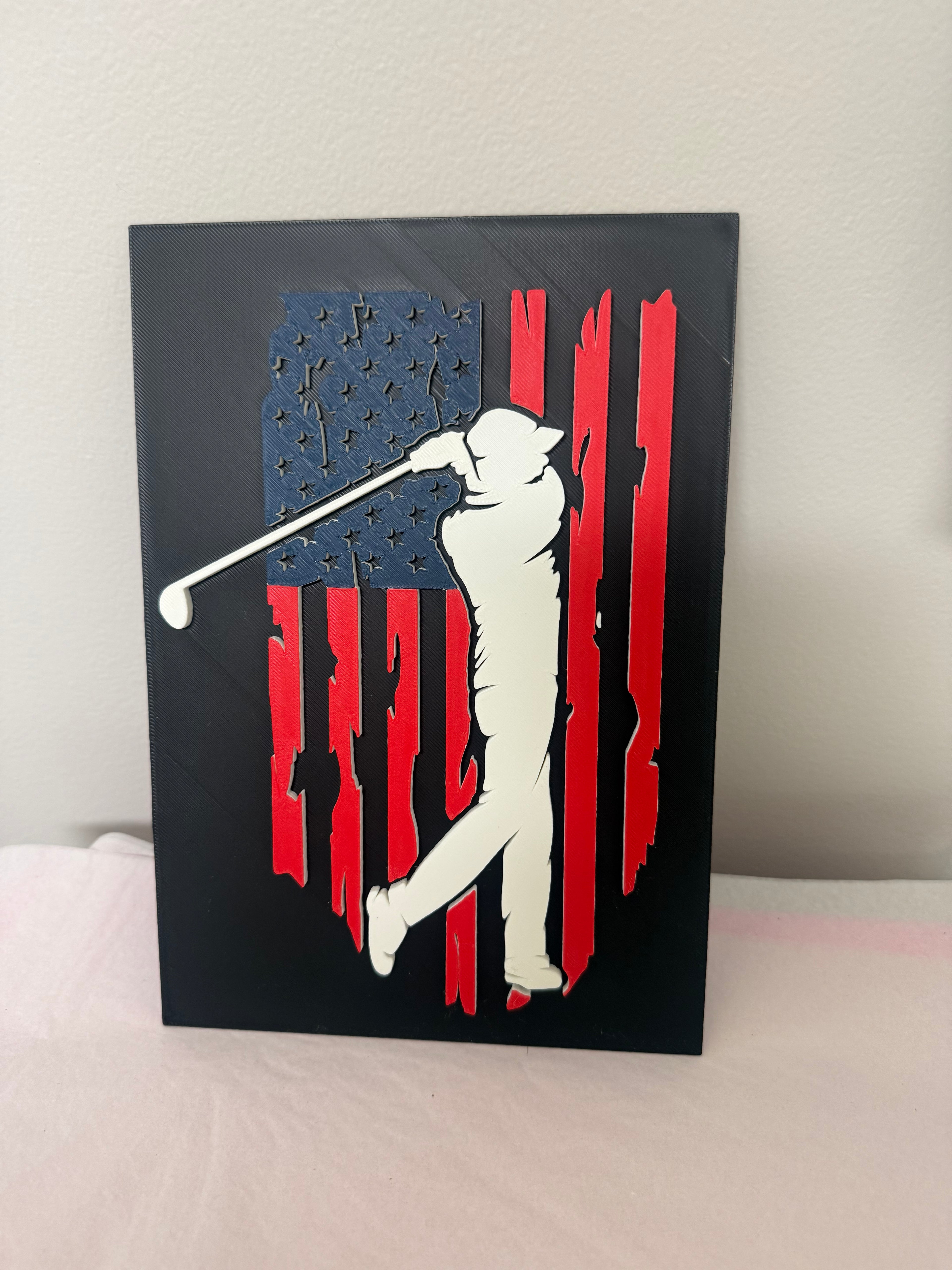 Golf USA Flag Wall Art – 3D Printed Golf Decor