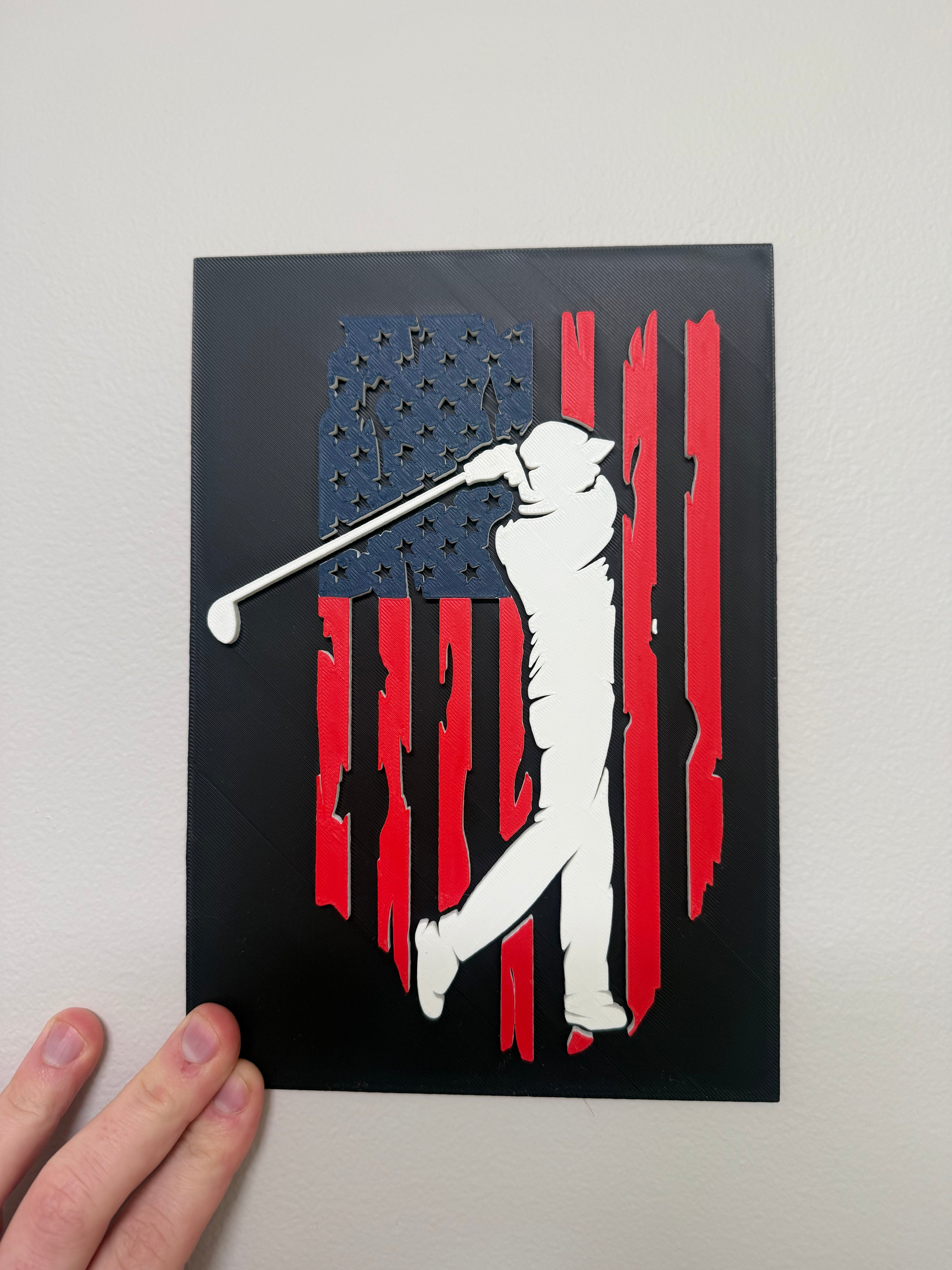 Golf USA Flag Wall Art – 3D Printed Golf Decor