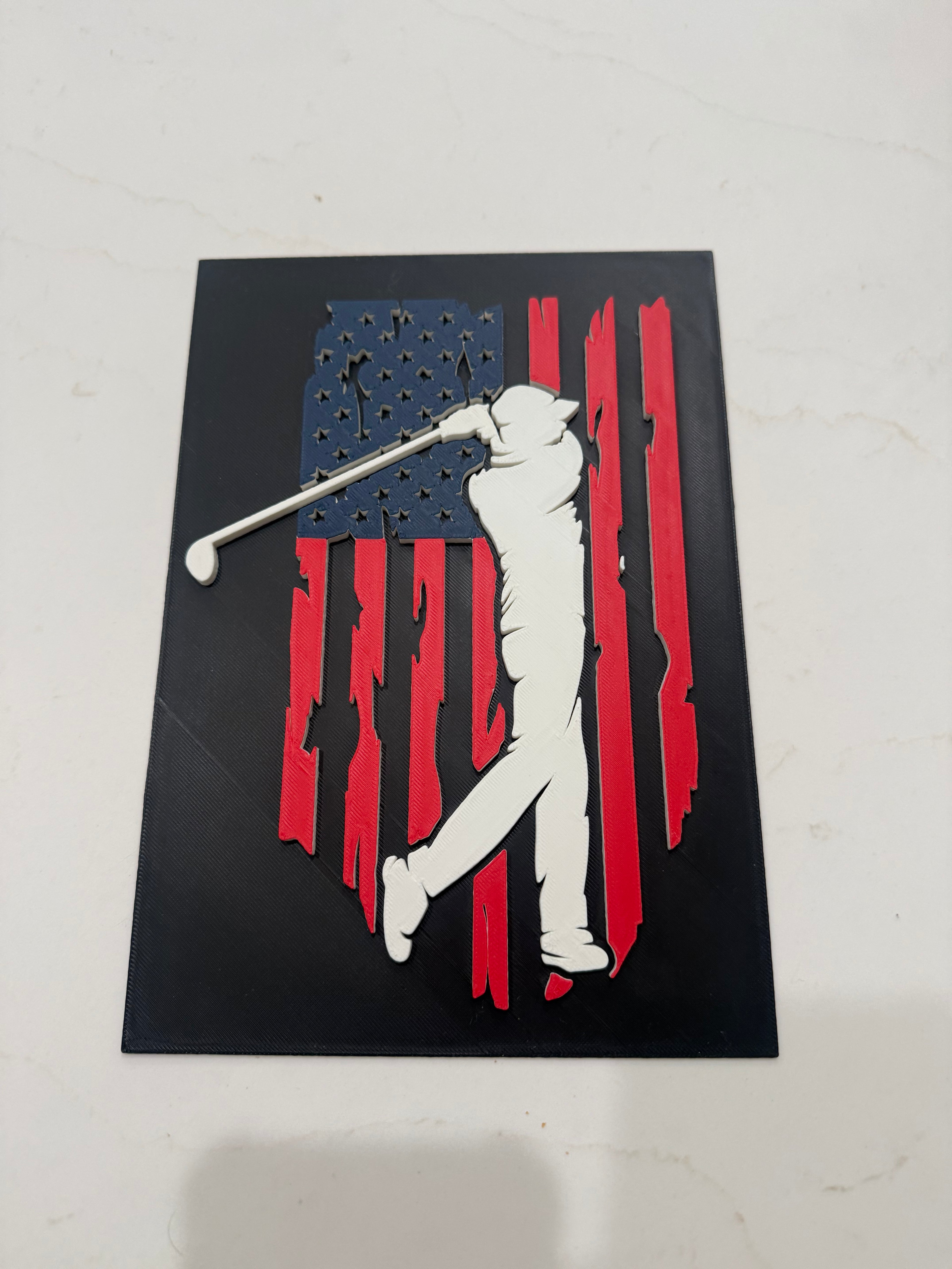 Golf USA Flag Wall Art – 3D Printed Golf Decor