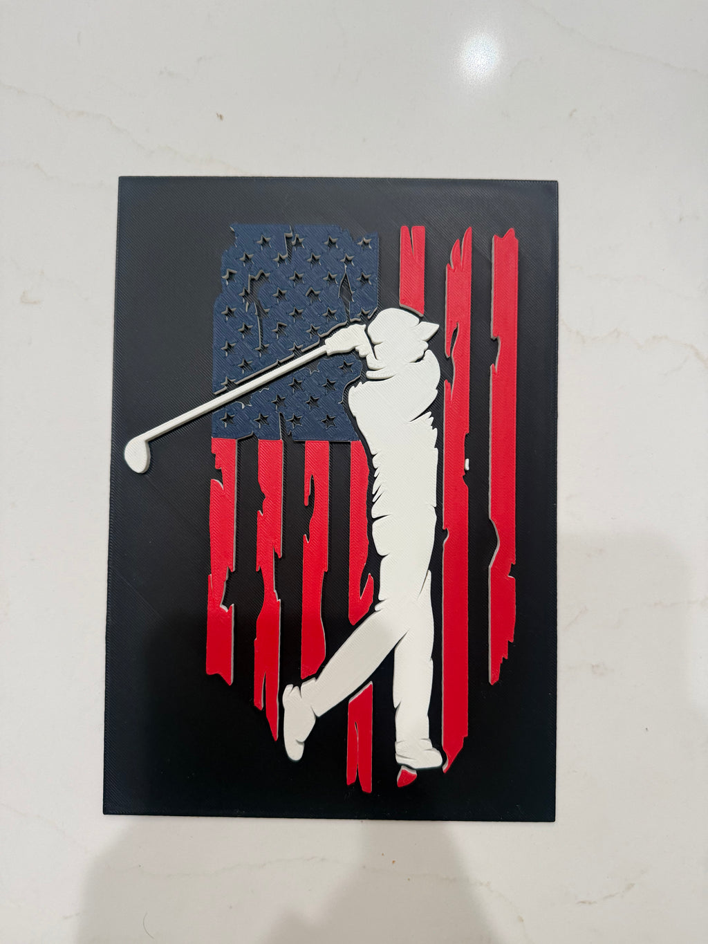 Golf USA Flag Wall Art – 3D Printed Golf Decor