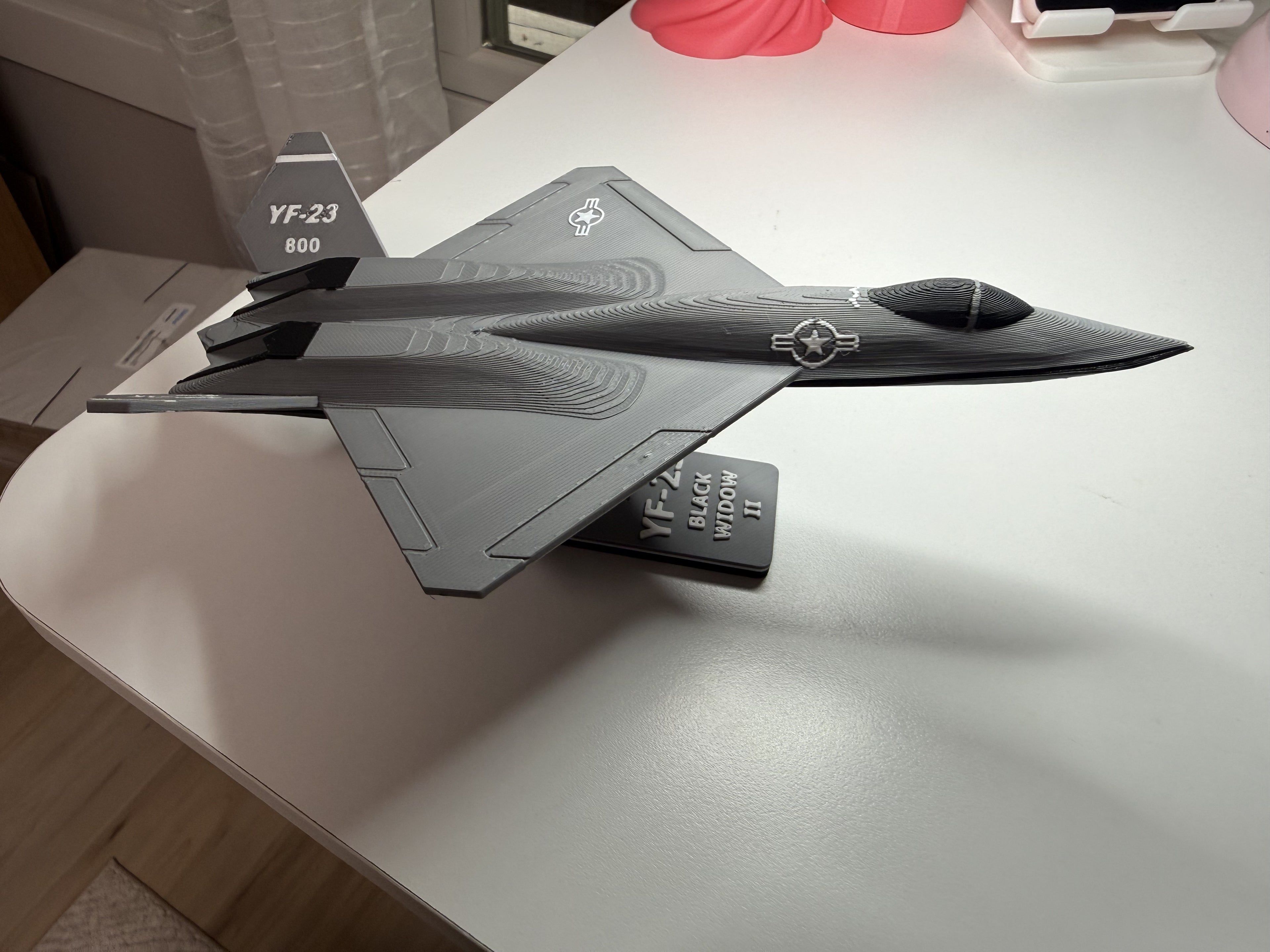 YF-23 Black Widow II 3D Printed Aircraft Display Model – Gray – Loose Piece – Desk Decor
