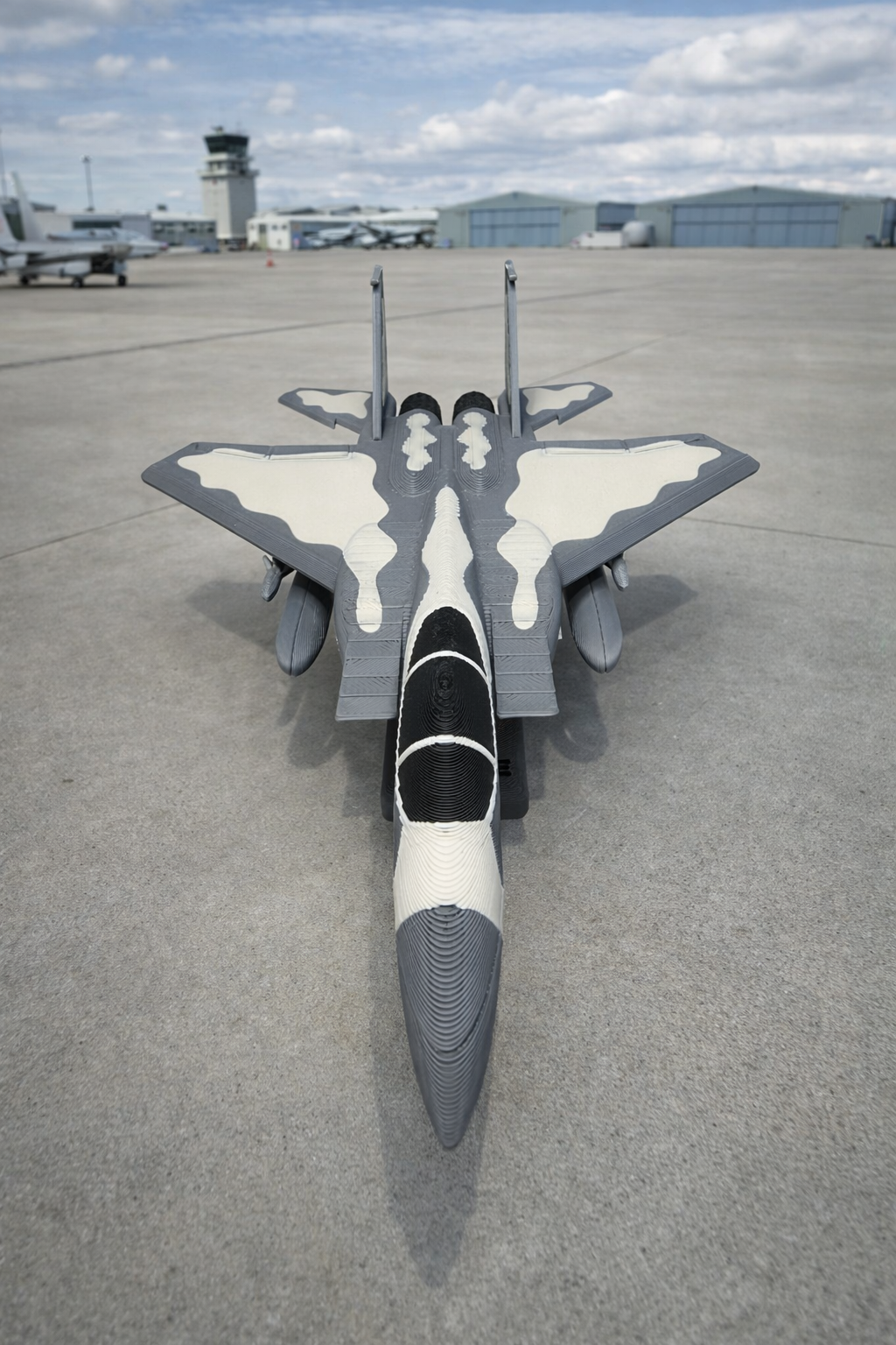 F-15 Eagle 3D Printed Aircraft Model Kit – White & Gray Fighter Jet Edition