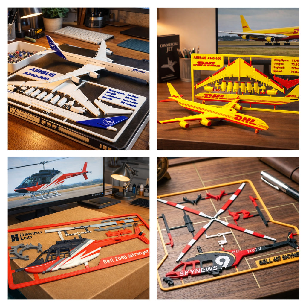 Choose Any 1, 2, 3, 4, or 5 Aircraft 3D Printed Model Kits – DIY Aviation Bundle