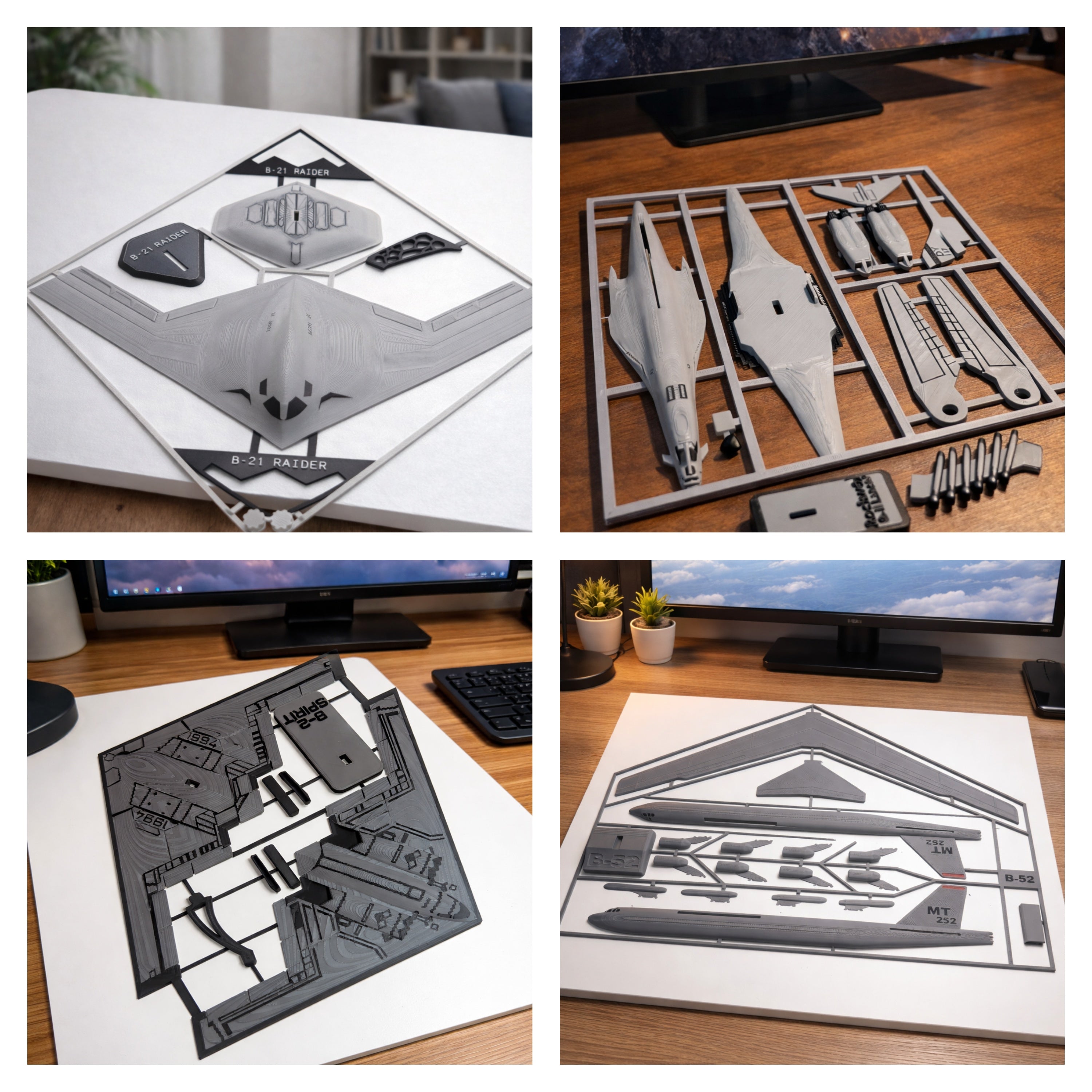 Military Bomber Aircraft Bundle 3D Printed Model Kit Set – Strategic Bomber Collection