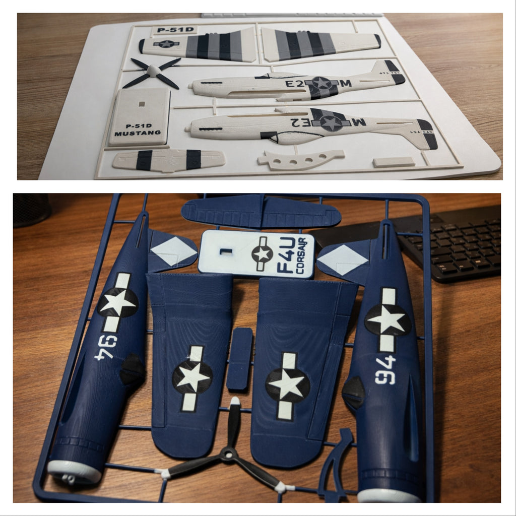 WWII Aircraft Bundle 3D Printed Model Kit Collection – B-17, B-29, P-51, F4U Corsair & A6M Zero
